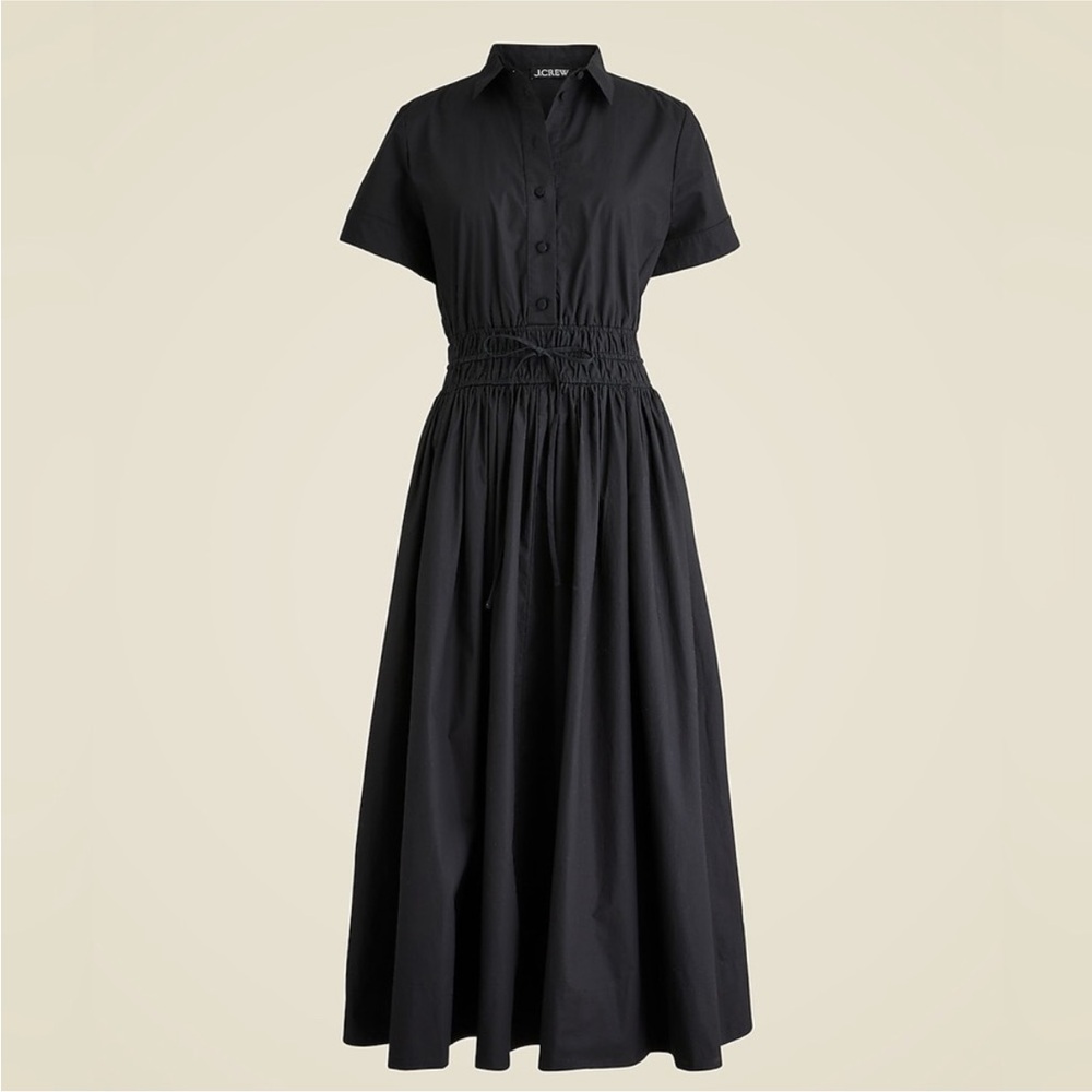 J Crew Elena Regenerative Cotton Dress Black